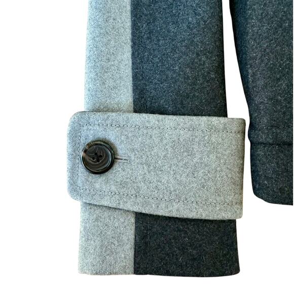 J.Crew Women's Melton Wool Toggle Colorblock Gray Hooded Peacoat Jacket Size 00 - Picture 5 of 7